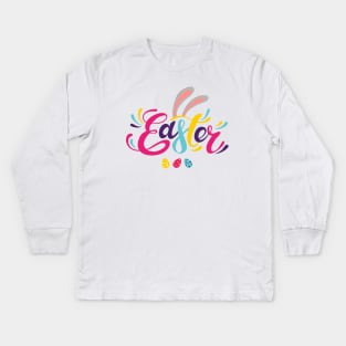 Happy Easter colorful logo Kids Long Sleeve T-Shirt